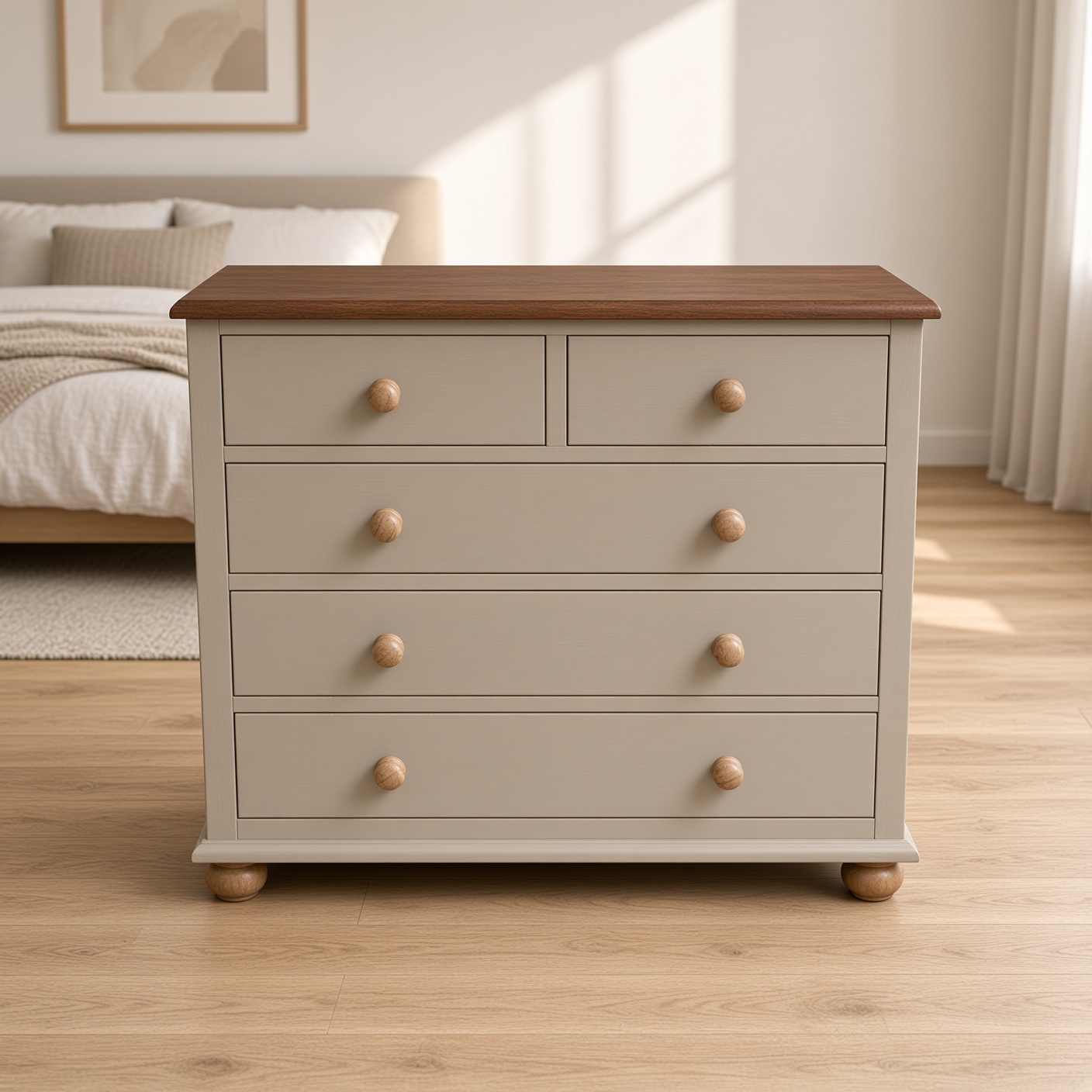 Detail of Five drawer chest