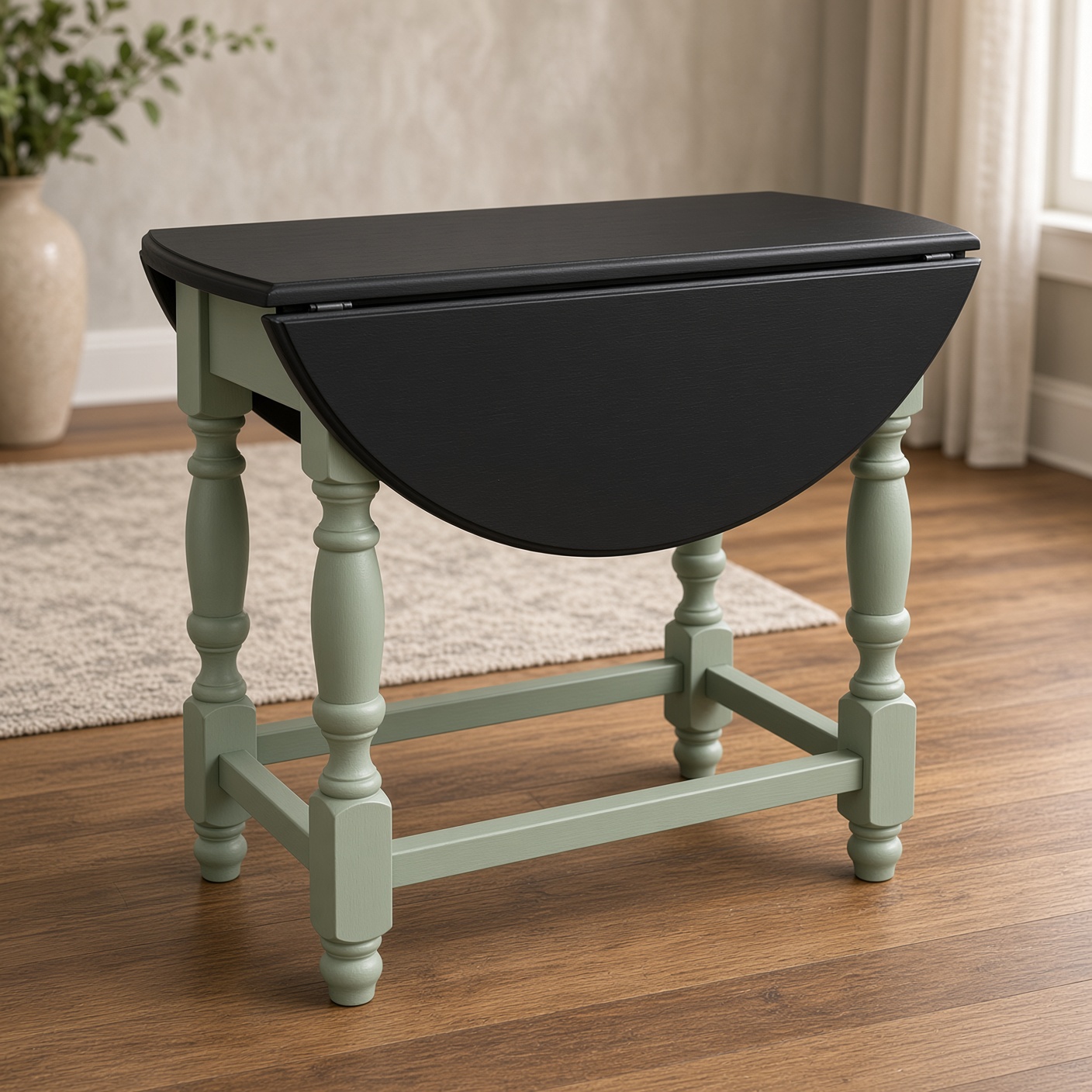 Detail of Oak drop-leaf table